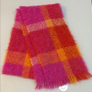 Vintage  mohair wool  Vibrant colors pop Plaid Scarf Ireland by Cushendale